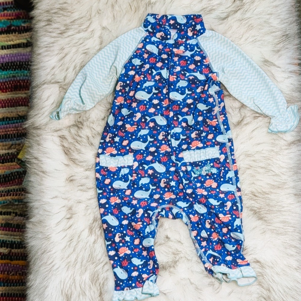 UV SKINZ Baby Girls Sun and Swimsuit UPF 50+ Vibrant Whale Theme 6-12 months
